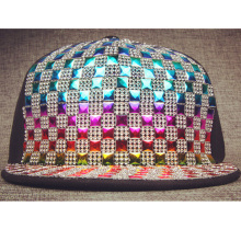Quilted Faux Leather Mesh Snapback Hats
